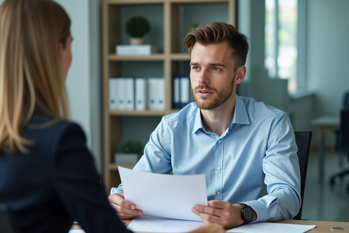 Jeune homme discute avec une conseillère au bureau